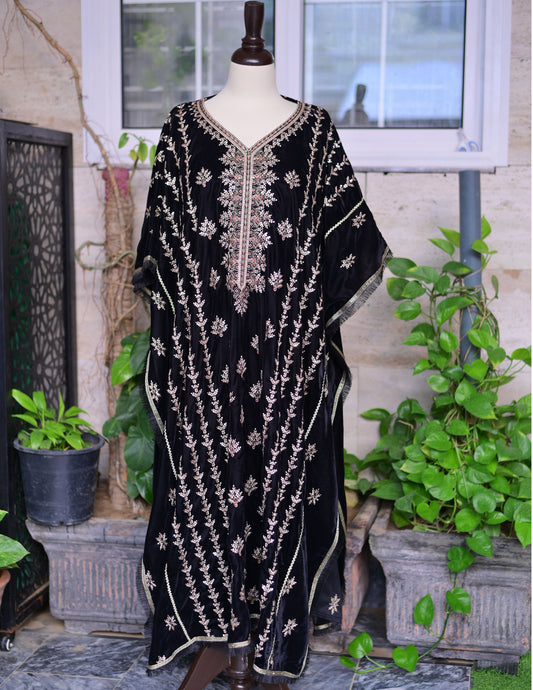 3 PIECE STITCHED EMBROIDERED KAFTAN SUIT