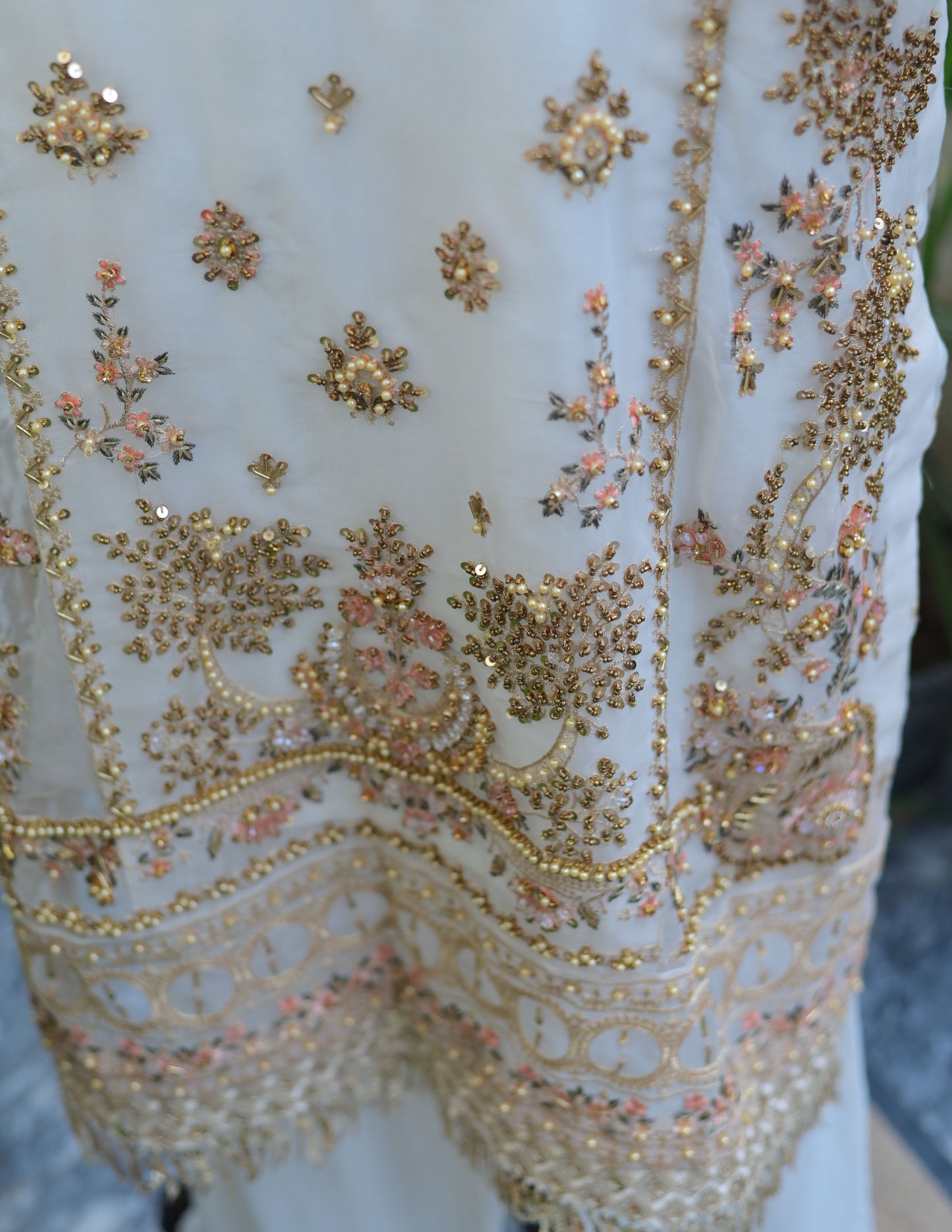 3 PC STITCHED EMBROIDERED ORGANZA SUIT