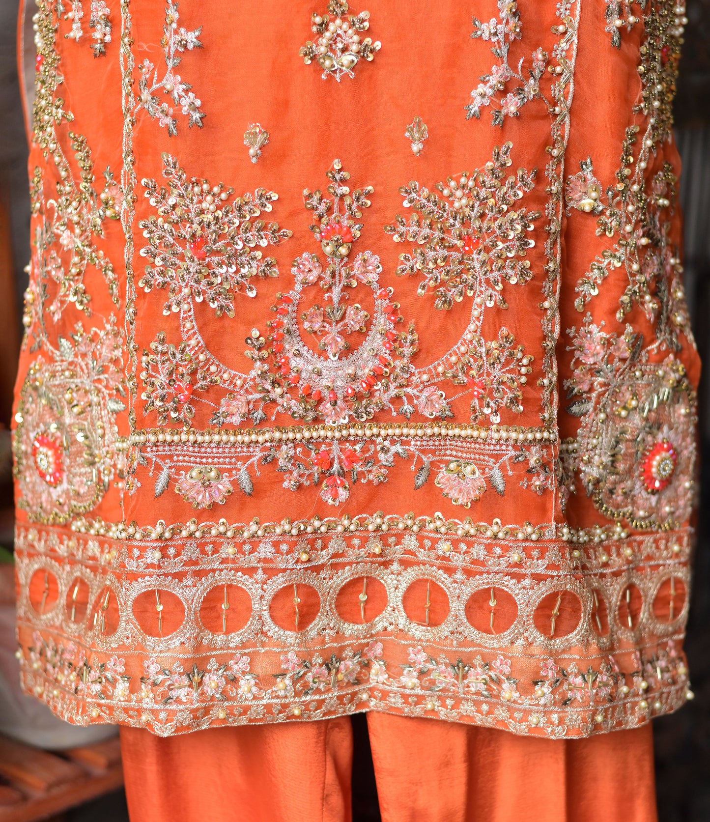 3 PC STITCHED EMBROIDERED ORGANZA SUIT