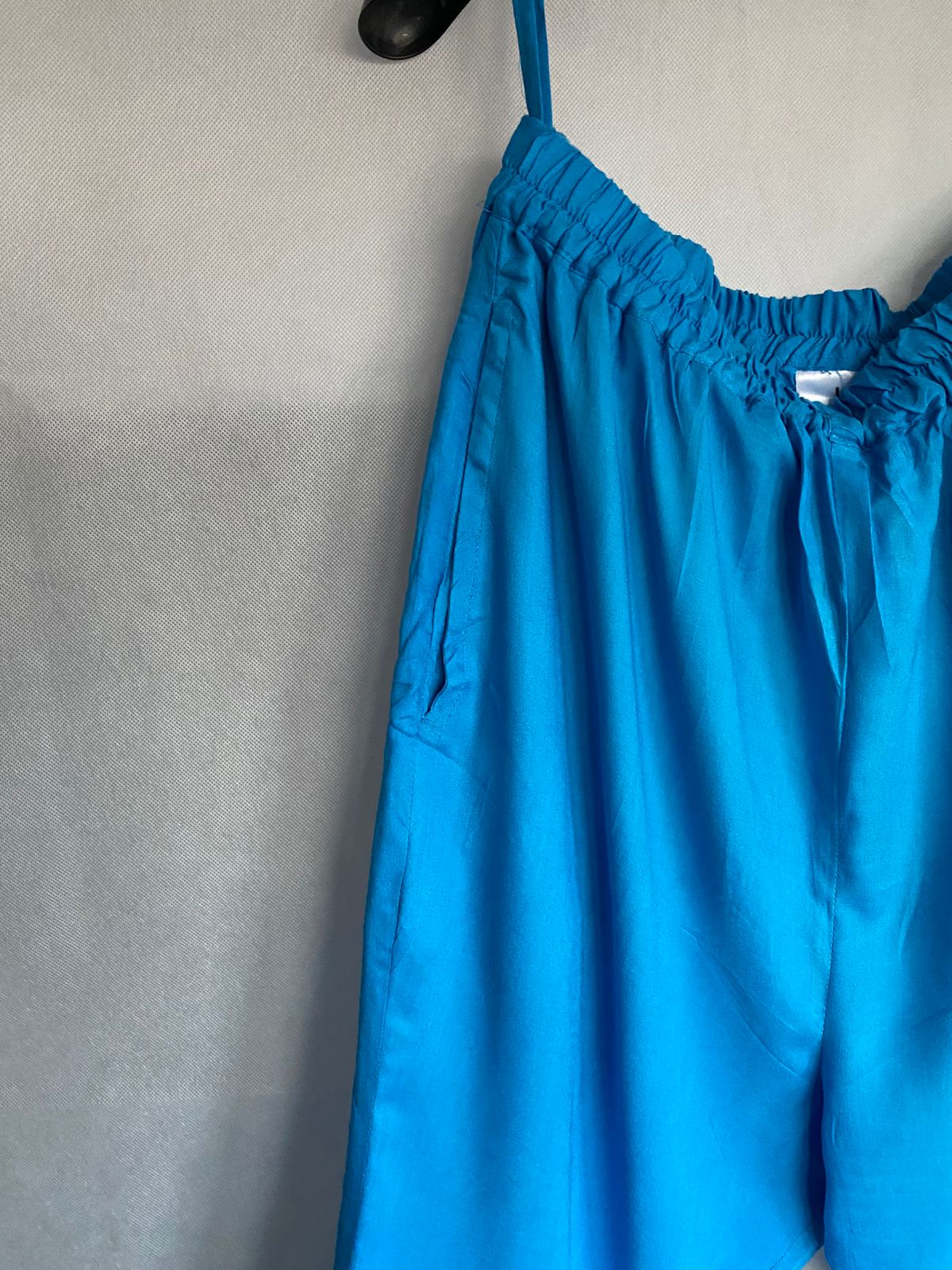 BLUE LONG FLORAL DRESS WITH TROUSER BOTTOMS