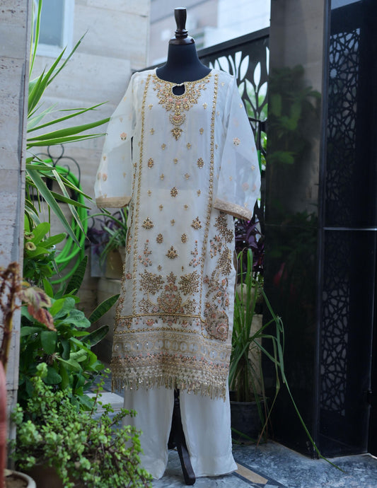 Pakistani Indian 3 pc Stitched Salwar Kameez /wedding Formal Fancy Eastern Wear