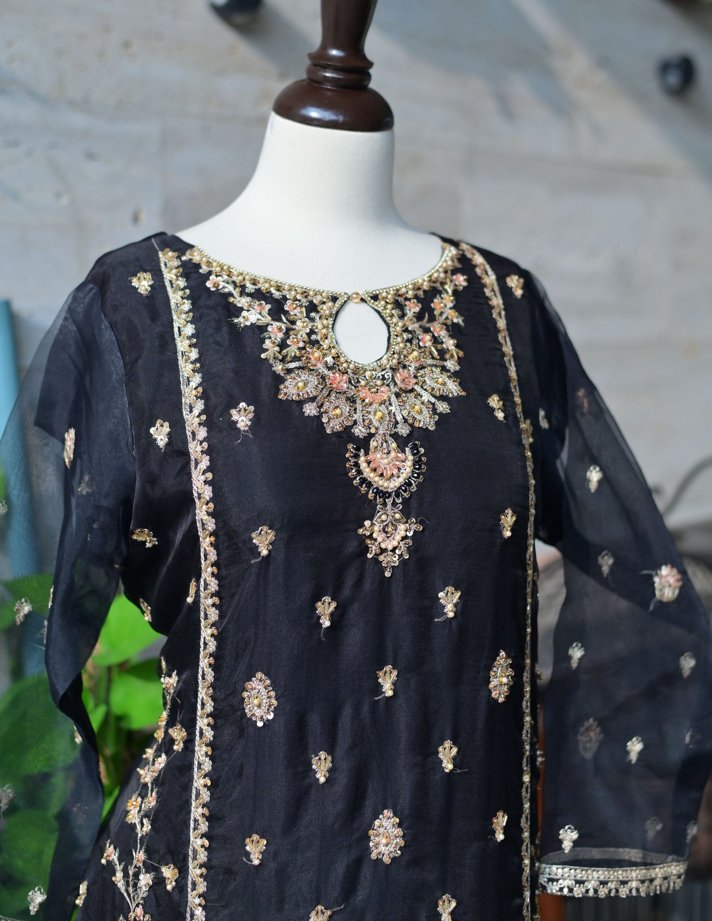 3 PC STITCHED EMBROIDERED ORGANZA SUIT