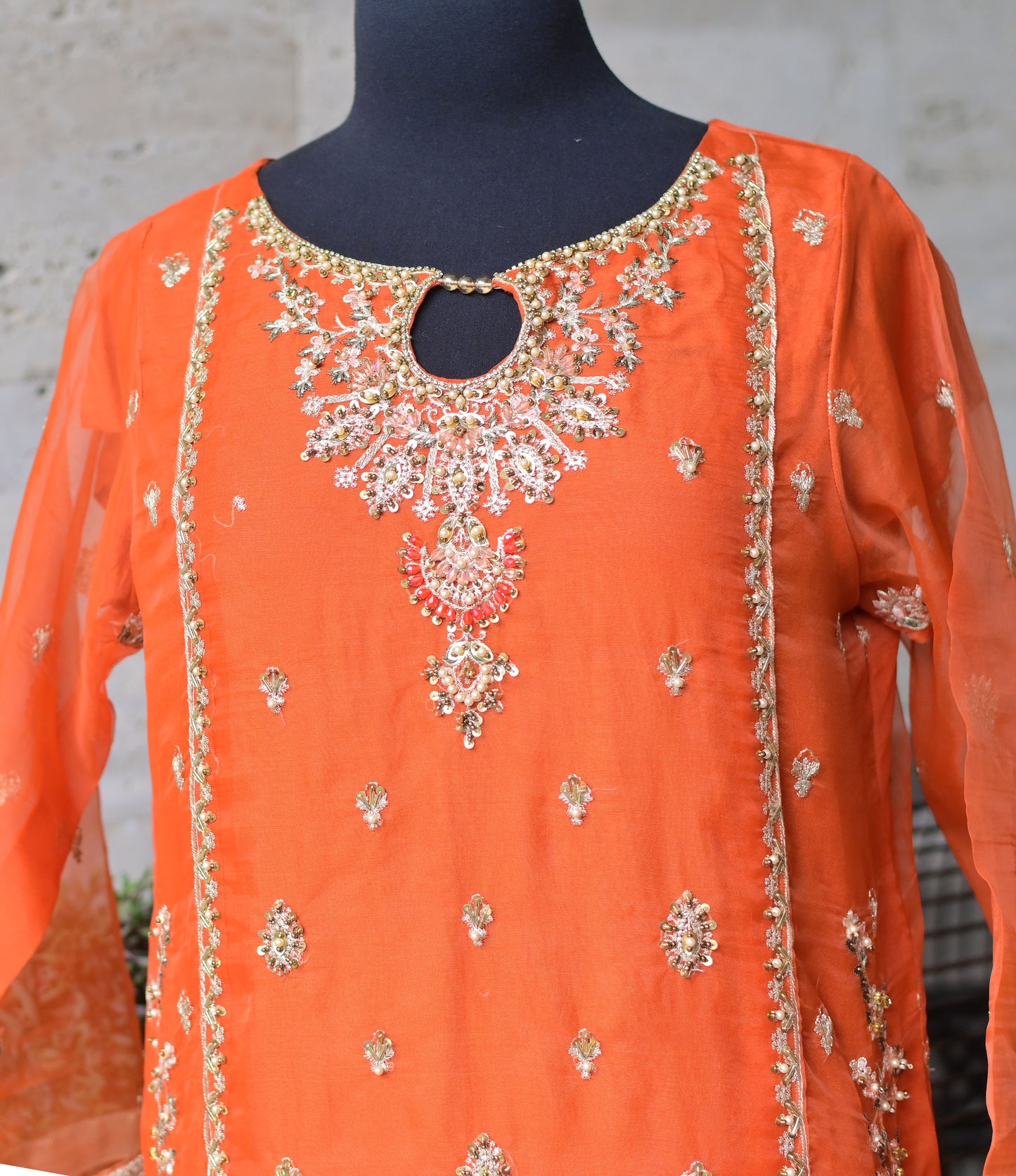 3 PC STITCHED EMBROIDERED ORGANZA SUIT