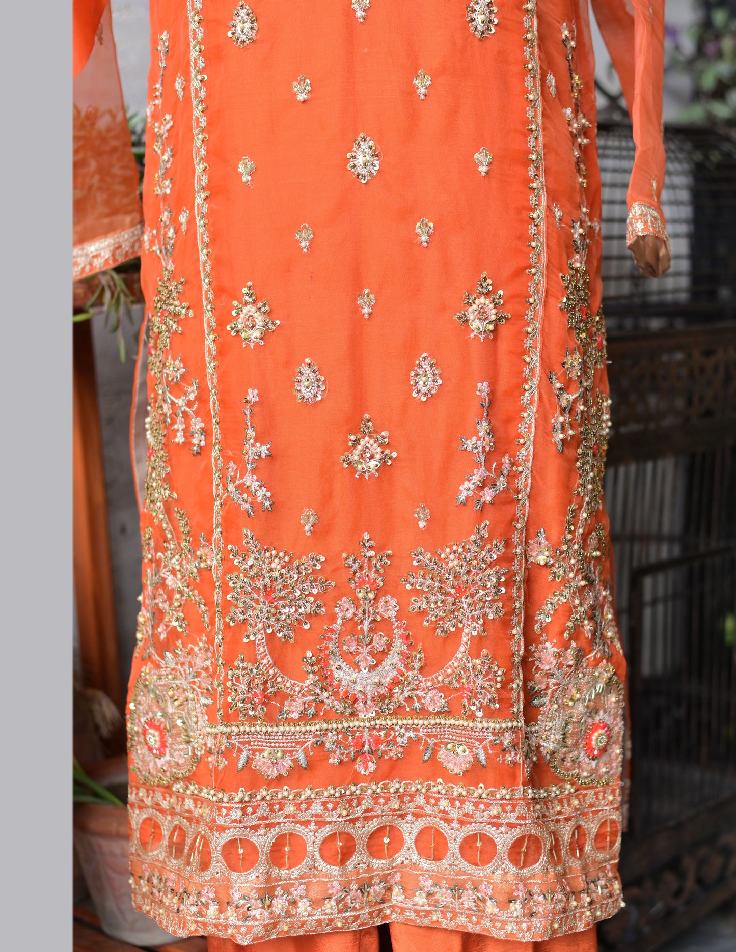 3 PC STITCHED EMBROIDERED ORGANZA SUIT