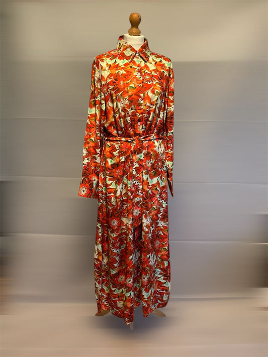 VIBRANT MAXI STYLE FULL LENGTH DRESS WITH A BELT